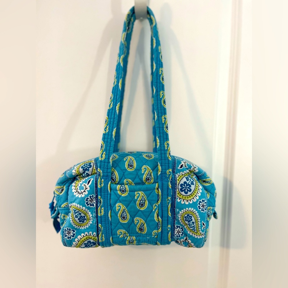 Vera Bradley Bermuda Blue duffle shoulder purse - Picture 1 of 3